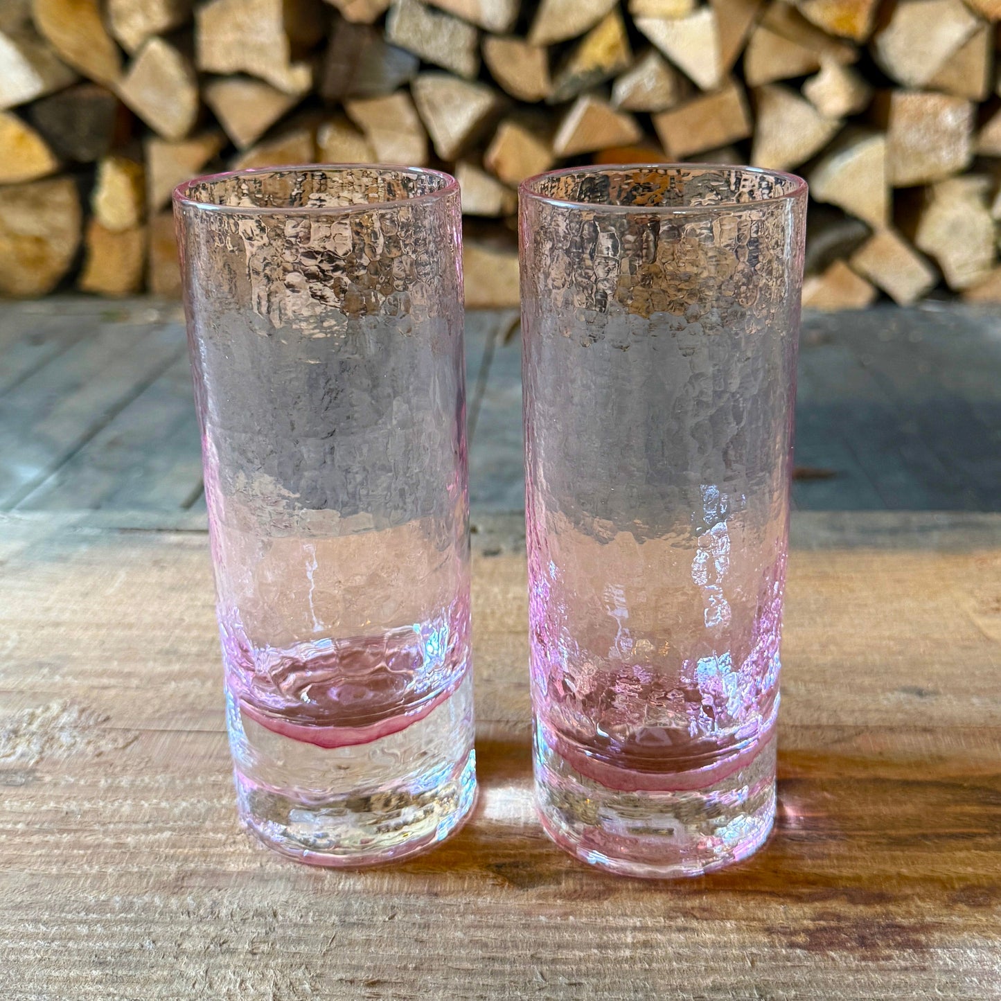 CHERRY BLOSSOM COLLECTION | Hand-Blown Highballs | Set of 2 | Made in USA