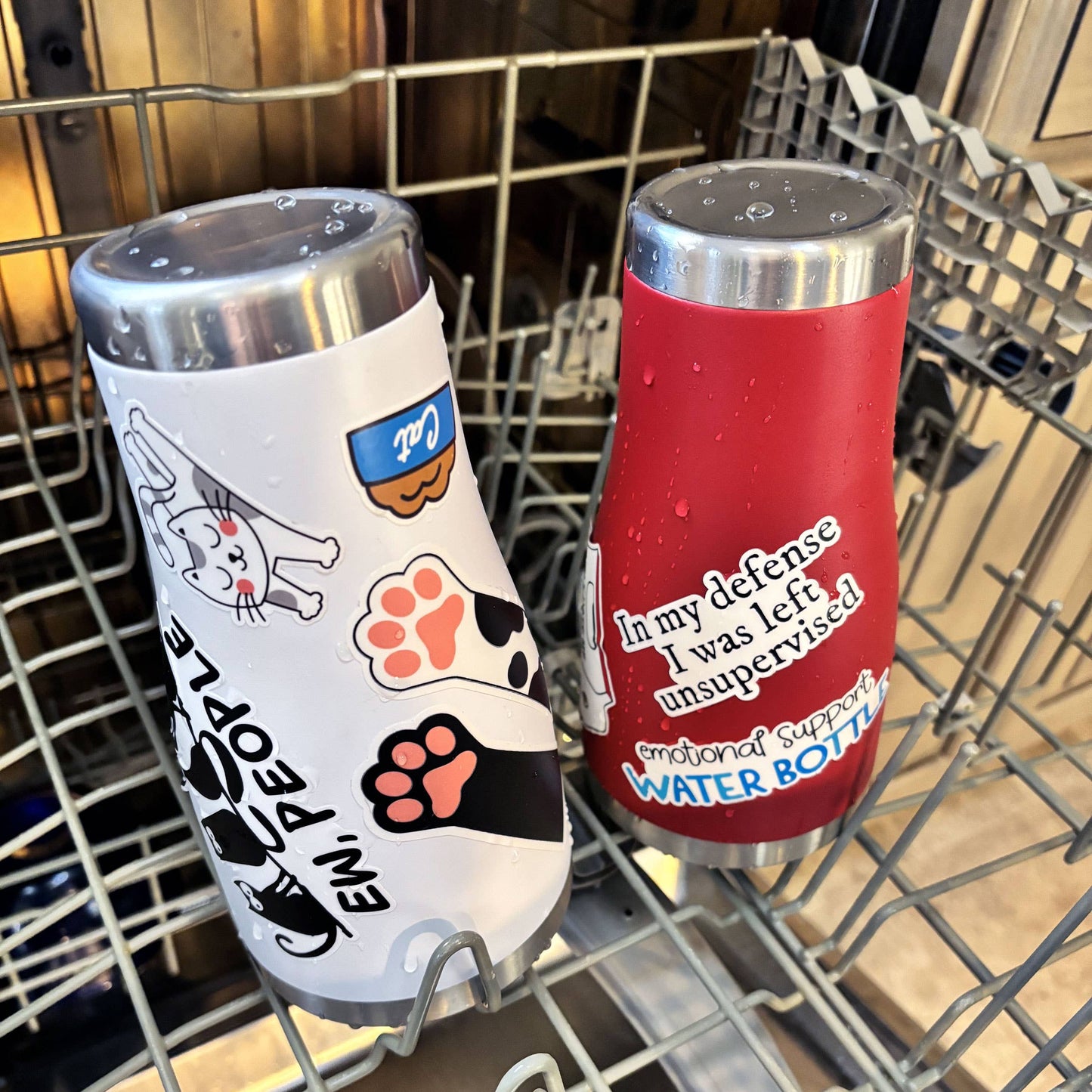 Cats and Coffee 3" Laptop Water Bottle Sticker (Waterproof): Unpackaged