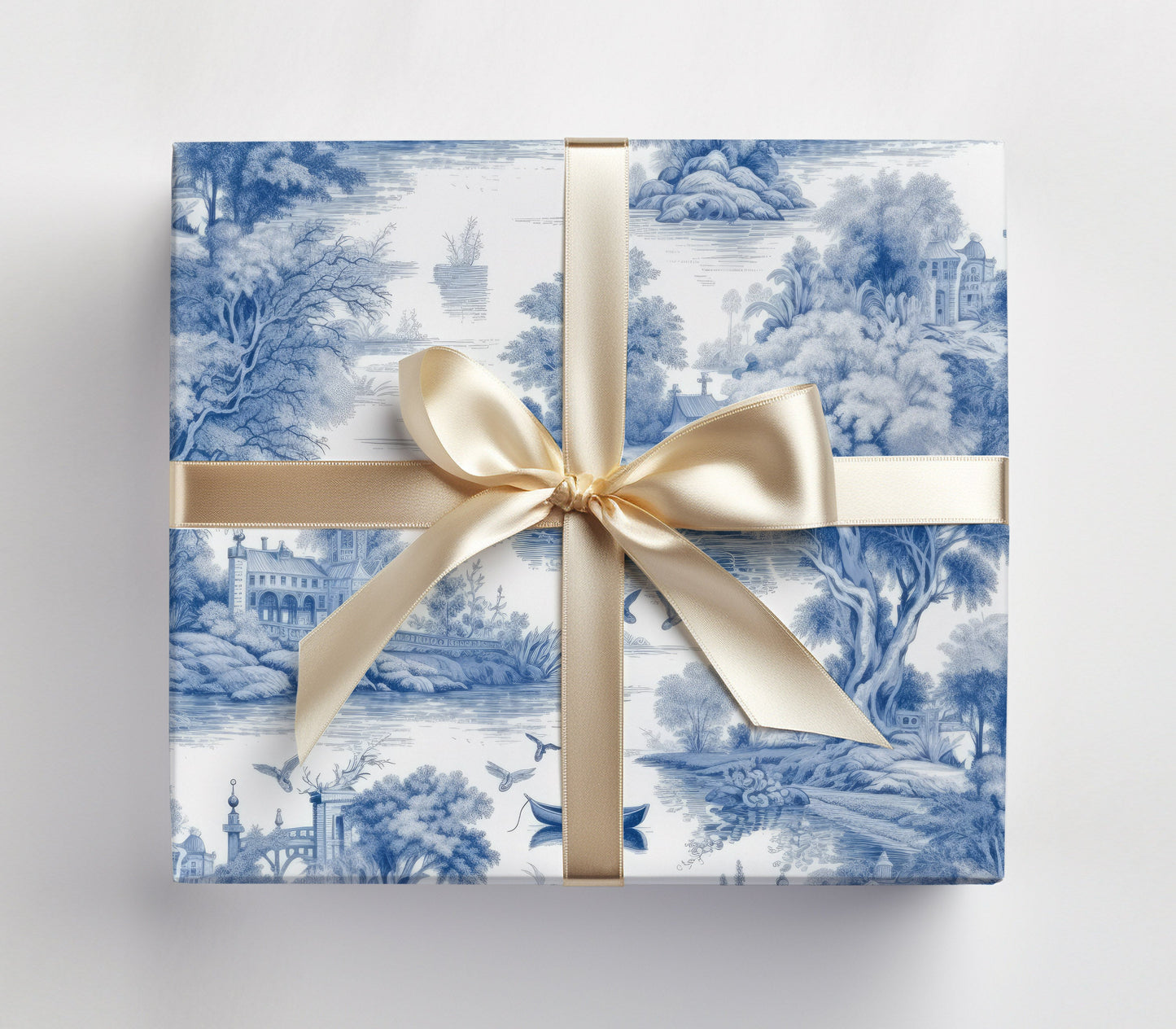Blue Toile Gift Wrap