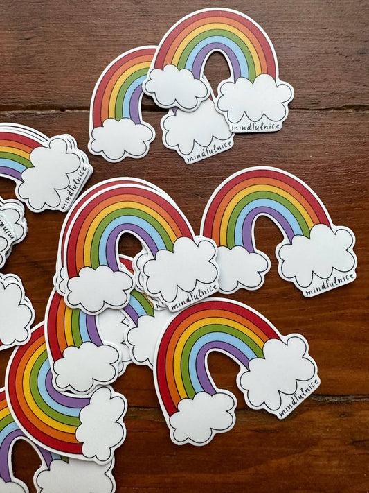 Rainbow hand drawn waterproof vinyl sticker decals