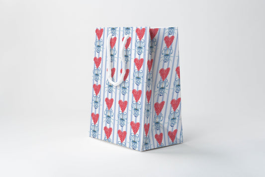 Blue Striped Heart Gift Bag