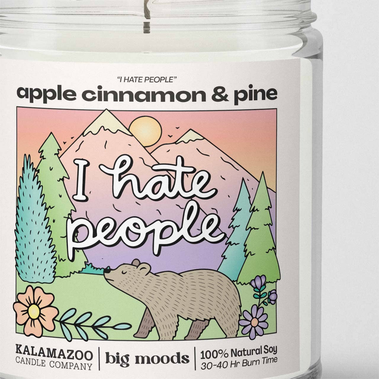 "I Hate People" Apple Cinnamon & Pine -  Luxury Soy Candle - 0
