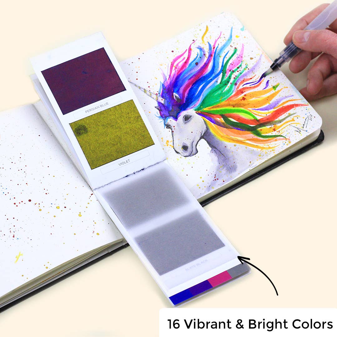 Colorsheets - 16 Watercolors & 1 Water Brush Set