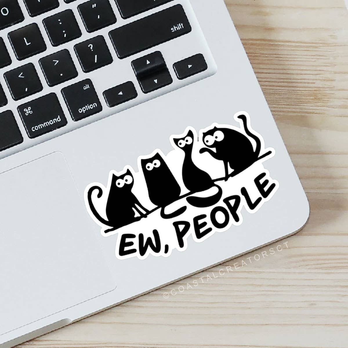 Cat "Ew People" Laptop, Phone, Bottle Sticker: Unpackaged