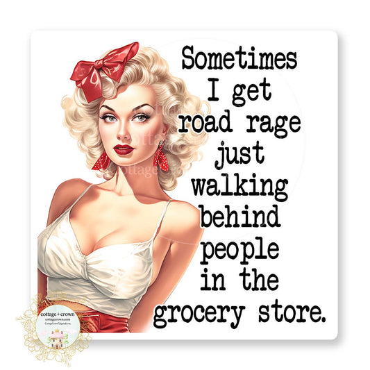 Road Rage Grocery Store Retro Housewife Vinyl Decal Sticker