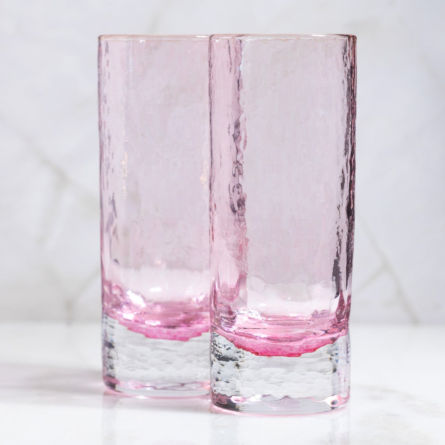 CHERRY BLOSSOM COLLECTION | Hand-Blown Highballs | Set of 2 | Made in USA