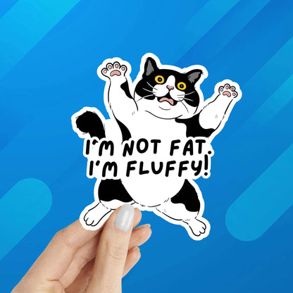 I'm Not Fat. I'm Fluffy Cat Laptop Water Bottle Sticker: Unpackaged