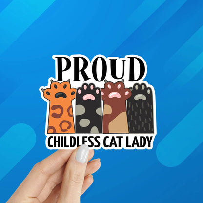 Proud Childless Cat Lady Orange Colorful Laptop Sticker: Unpackaged