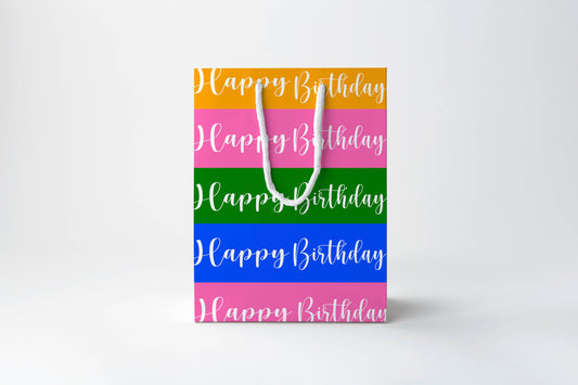 Birthday Gift Bag - Striped