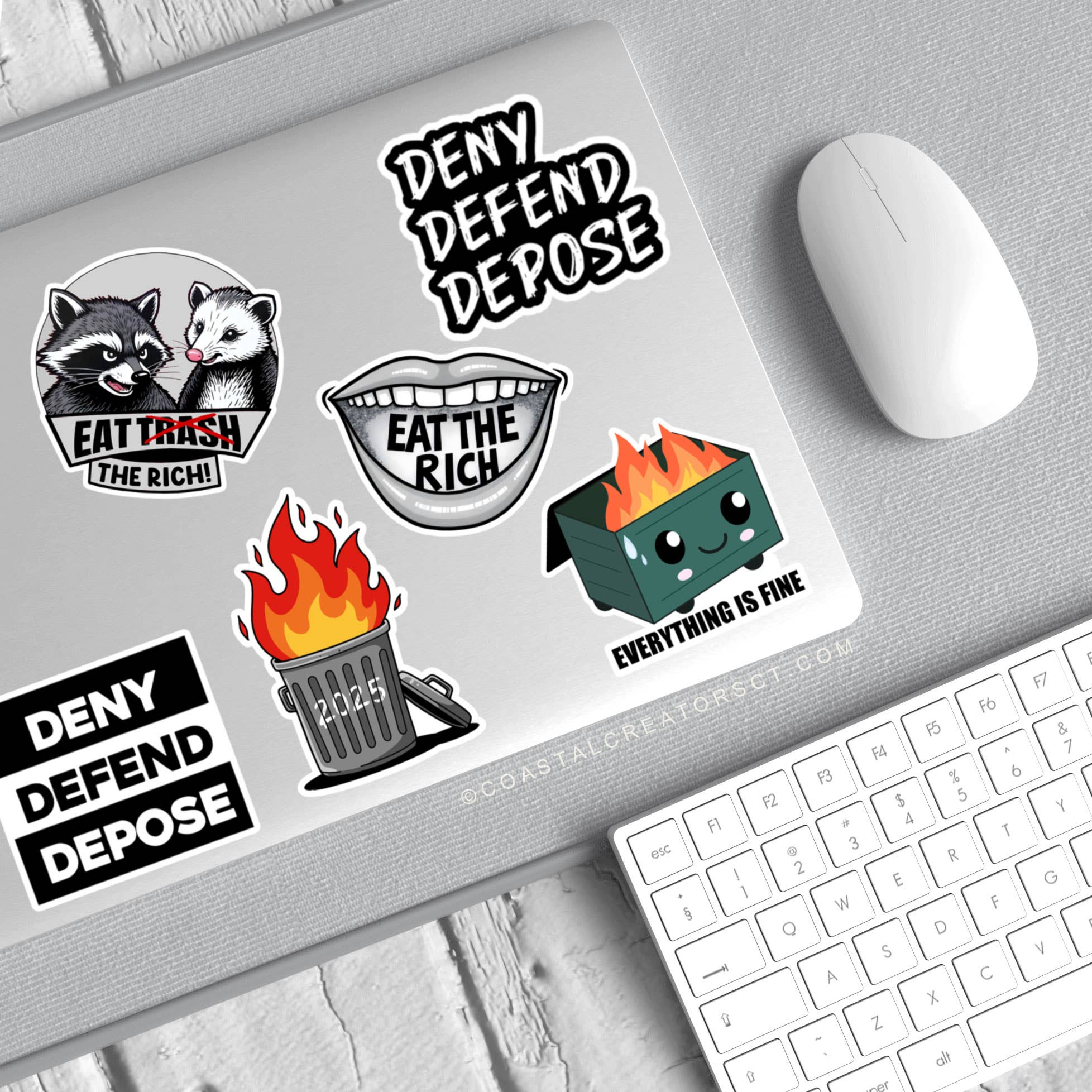 Everything is Fine Dumpster Fire Laptop Water Bottle Sticker: Unpackaged