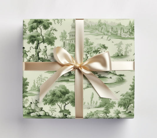 Green  Toile Gift Wrap