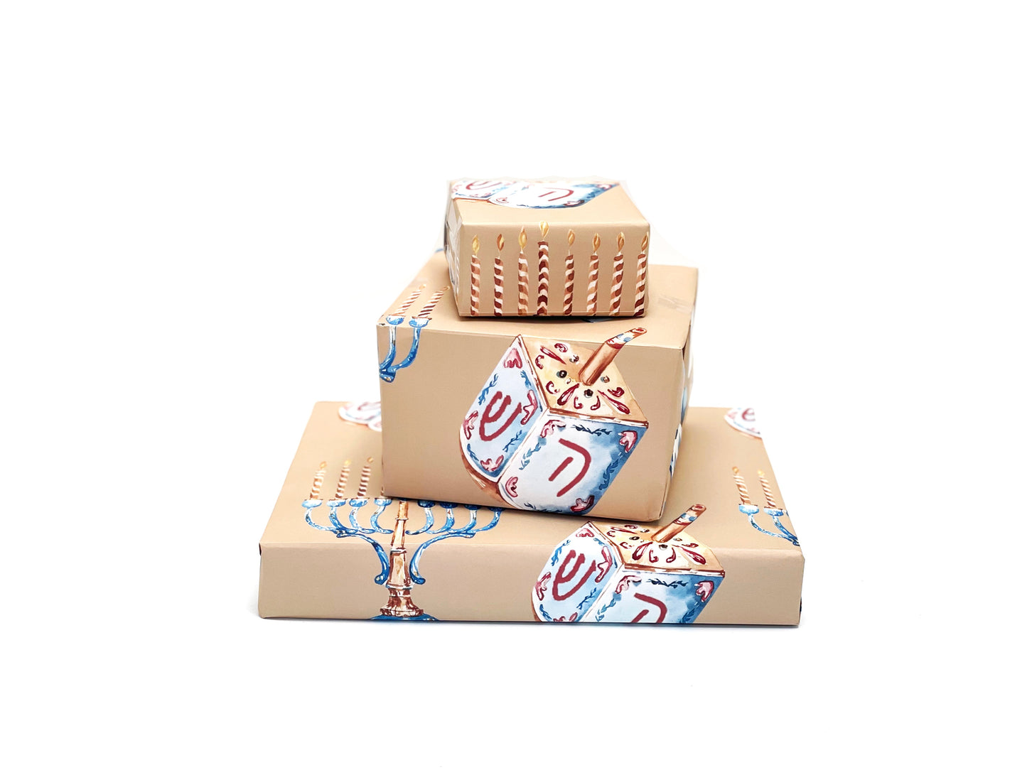 Hanukkah Gift Wrap - khaki