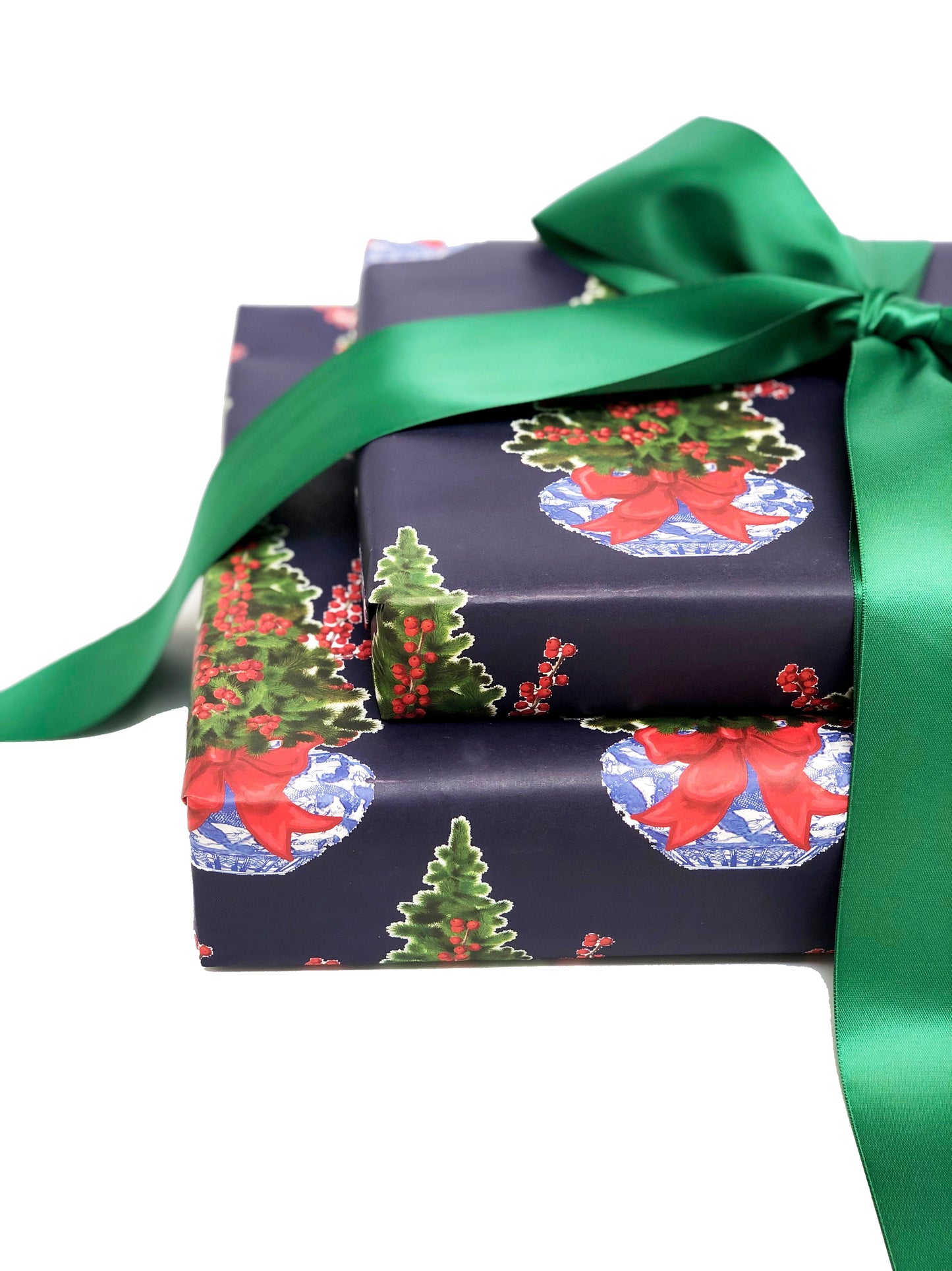 Blue Christmas Chinoiserie Gift Wrap