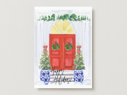 Double Red Door Holiday Card