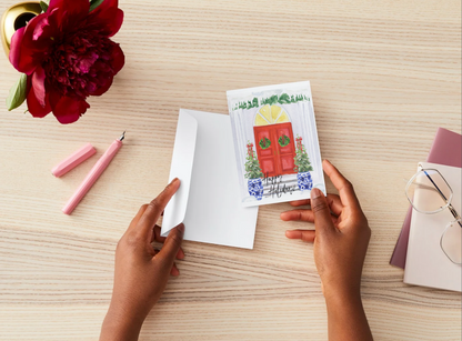 Double Red Door Holiday Card