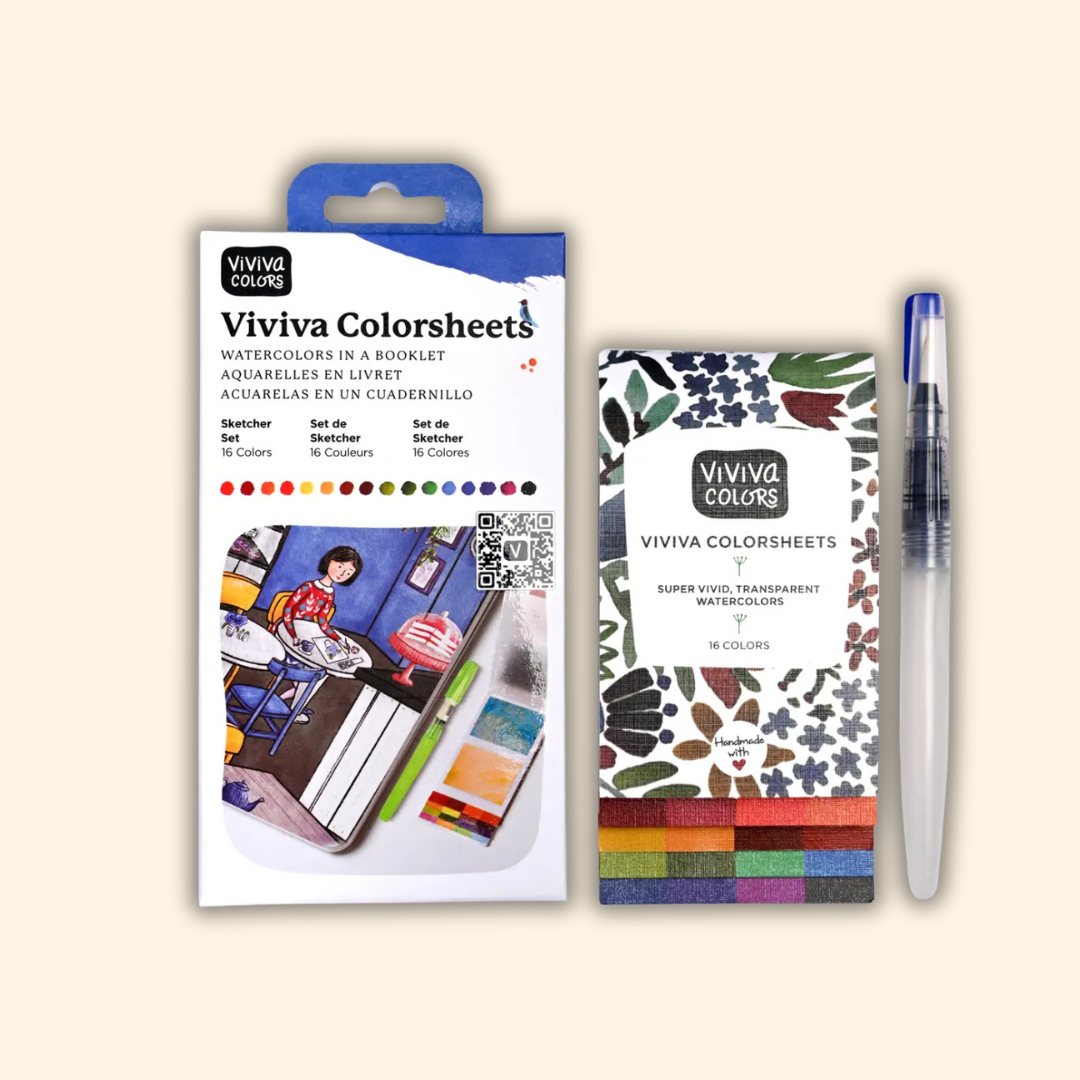 Colorsheets - 16 Watercolors & 1 Water Brush Set