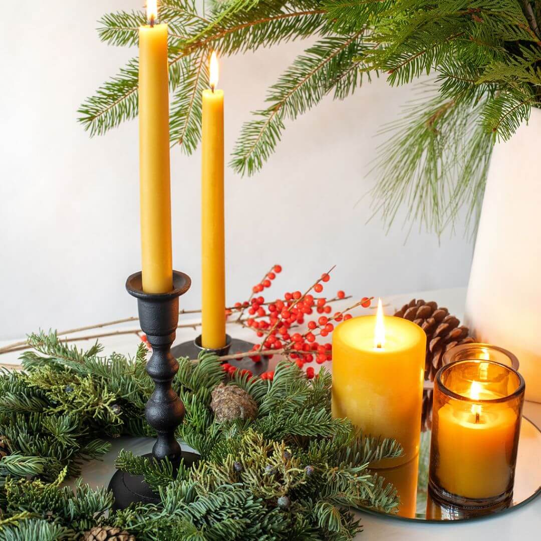 Hand-Dipped Beeswax Taper Candles - Bulk 4-Pair Bundle