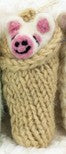 Snuggle up with this cute and cozy baby piglet in a blanket. A great gift for any season. A festive 'Fair Trade Home  Garden' tag hangs from a 3" hanging loop. Made exclusively for dZi Handmade, member Fair Trade Federation. 4"h x 1.75"w
