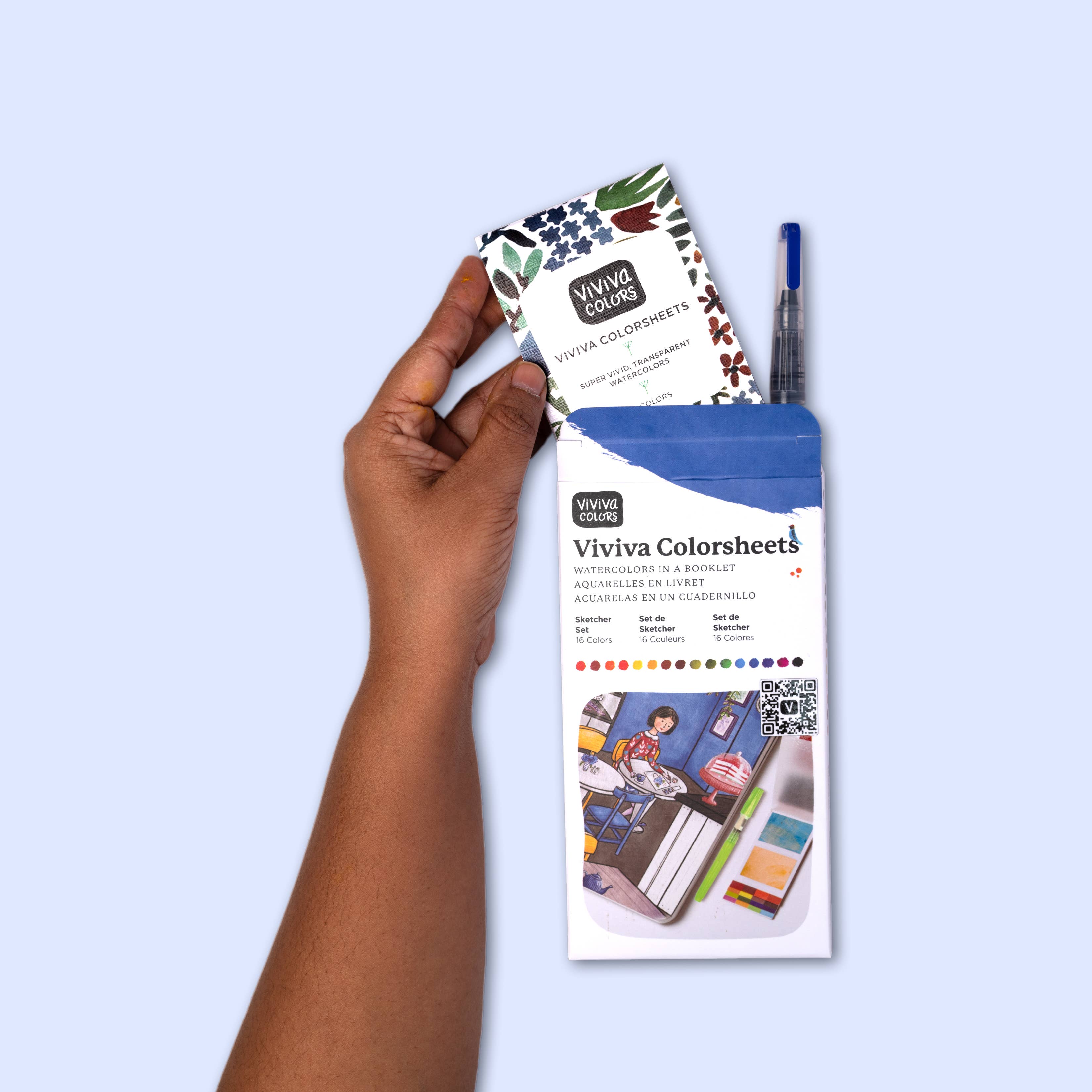 Colorsheets - 16 Watercolors & 1 Water Brush Set