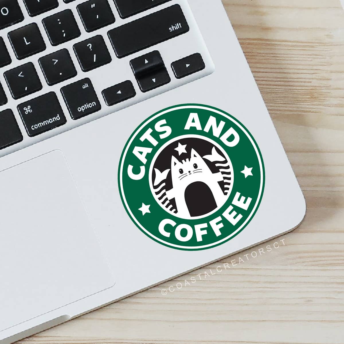 Cats and Coffee 3" Laptop Water Bottle Sticker (Waterproof): Unpackaged