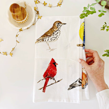 Birds tea towel