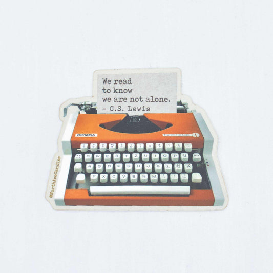 Bookish Vinyl Sticker / C.S. Lewis Quote / Orange Typewriter