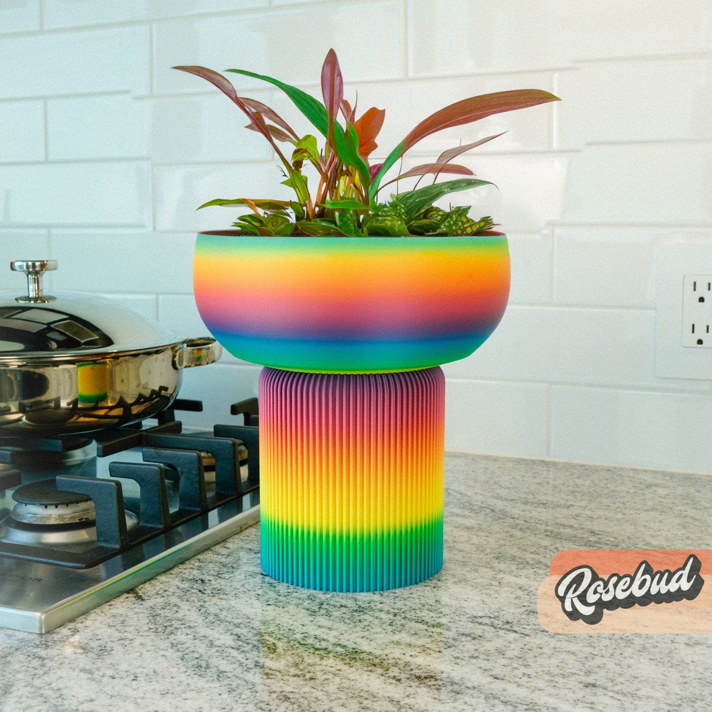 Modern Pedestal Plant Pot, Two-Piece