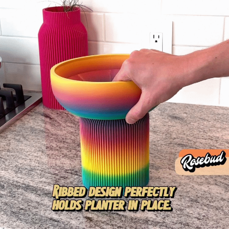 Modern Pedestal Plant Pot, Two-Piece