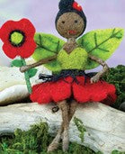 Bendable arms and legs allow this lithe flower fairy to have a full range of poses and expressions. Sit her pensively on one of our felt mushrooms, or festively suspend her anywhere as if in flight. Wherever she goes your customers will follow!