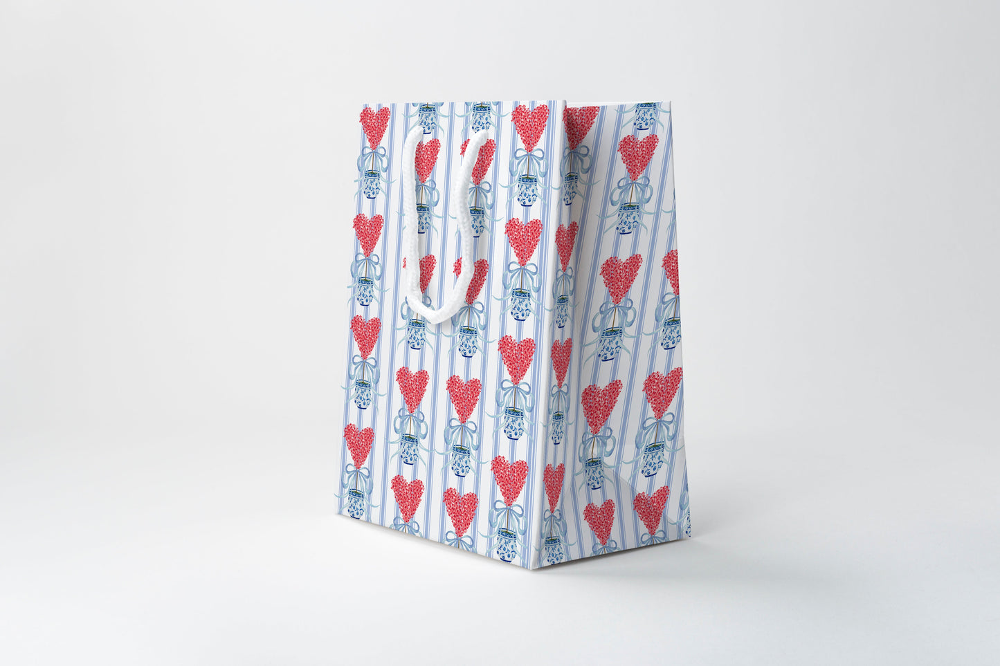 Blue Striped Heart Gift Bag