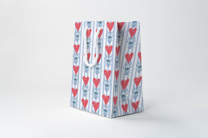 Blue Striped Heart Gift Bag
