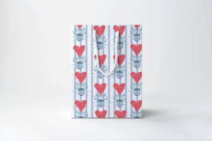Blue Striped Heart Gift Bag