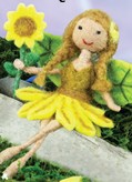 Bendable arms and legs allow this lithe flower fairy to have a full range of poses and expressions. Sit her pensively on one of our felt mushrooms, or festively suspend her anywhere as if in flight. Wherever she goes your customers will follow!
